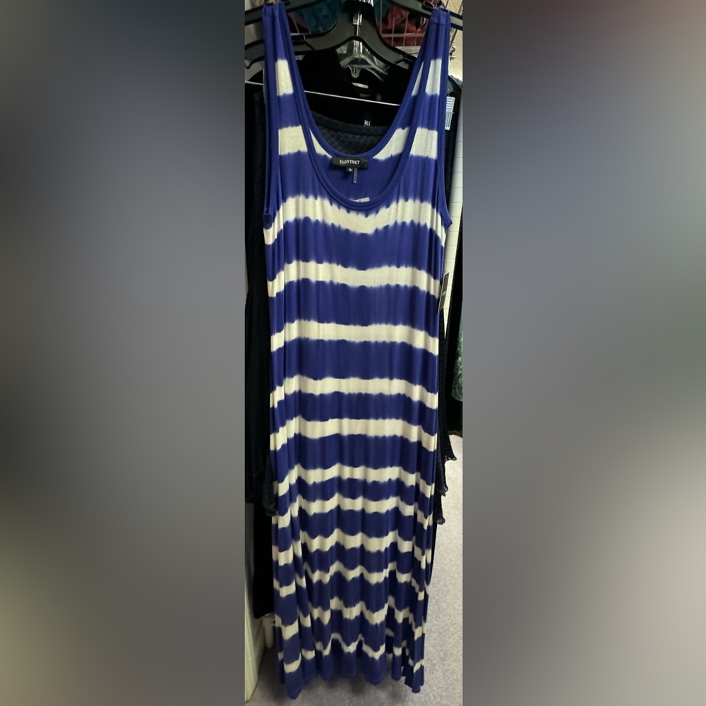 Ellen Tracy long blue and white tank dresss.  Size 12